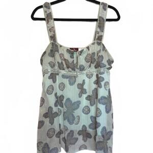 Vintage Y2K Sheer Butterfly Print Flowy Tank Top